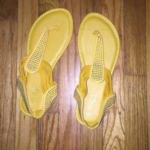 Yellow bling thong sandal